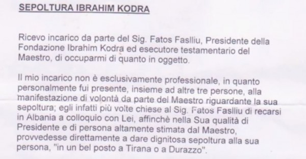 Amaneti i piktorit të madh, ja letra e avokatit të Ibrahim Kodrës për Berishën