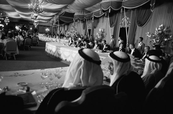 IRAN. Persepolis. 1971. At the 2500th celebration of the Iranian Monarchy, dinner is served to official guests under a designer tent.