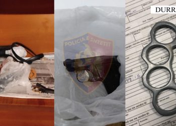 Arrestohen babë e bir në Durrës, iu gjetën armë zjarri dhe armë të ftohta