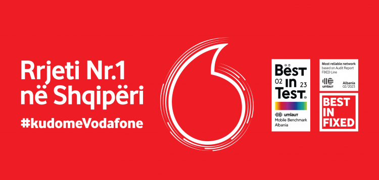 Vodafone Albania vlerësohet sërisht si rrjeti Nr.1 në Shqipëri edhe për 2023-in