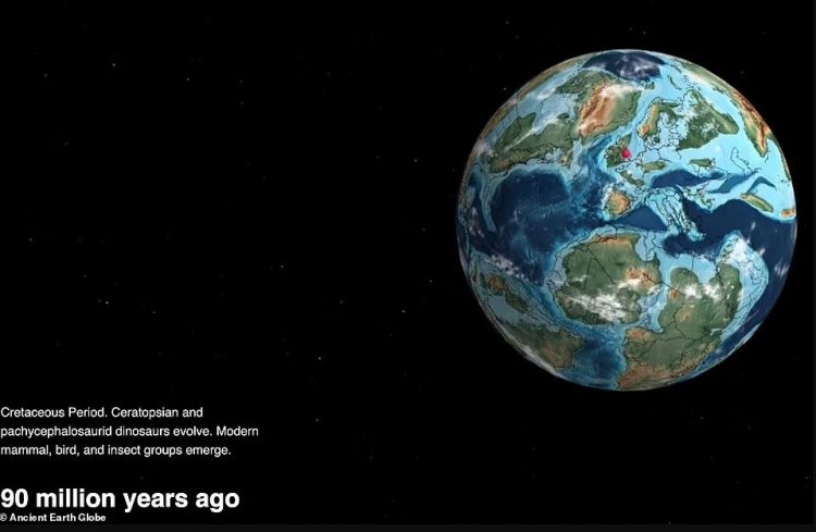 Harta interaktive tregon zhvendosjen e kontinenteve përgjatë 750 milionë viteve