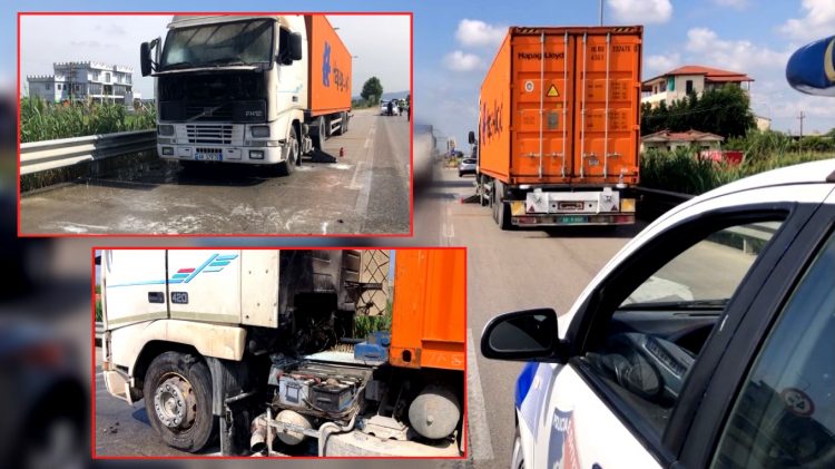Video/ Kamioni merr flakë në lëvizje në autostradën Lushnje-Fier