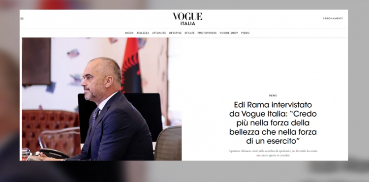 “Besoj më shumë në fuqinë e bukurisë…”, Rama në një intervistë ndryshe për “Vogue Italia”