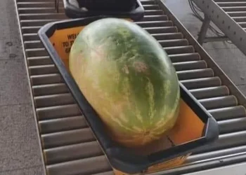 Foto nga Pulia bëhet virale,pasagjeri përpiqet të marrë një shalqi mes bagazheve në avion