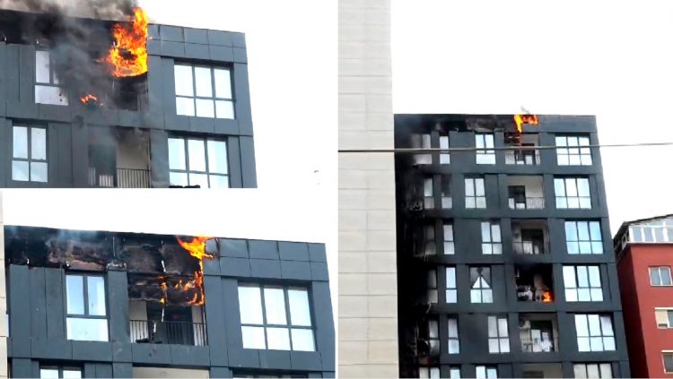 Shtëllunga gjigande tymi, bie zjarr në katin e 9 të një pallati në Tiranë