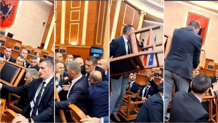 Grumbull me karrige sërish në parlament, Salianji hipën mbi tavolinë