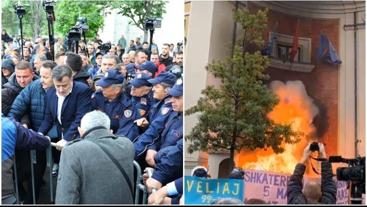 Protesta e dhunshme para bashkisë, arrestohet 53-vjeçari që kundërshtoi dhe dhunoi policinë
