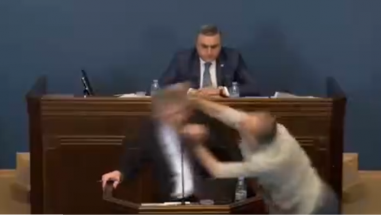 Grushta në parlamentin e Gjeorgjisë, drejtuesi i opozitës godet kryetarin e partisë qeverisëse (VIDEO)