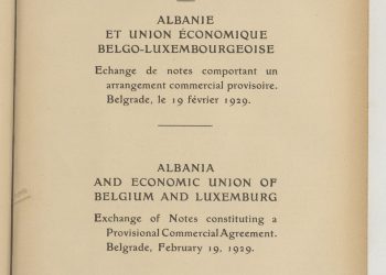 1929 / Shkresa zyrtare nga Beogradi për një traktat tregtar midis Mbretërisë Shqiptare dhe bashkimit ekonomik Belgo-Luksemburgas 