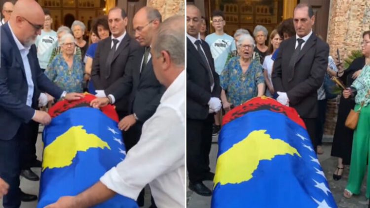 Prifti arbëresh At Antonio Belushi përcillet në banesën e fundit me flamurin shqipëtar dhe atë të Kosovës