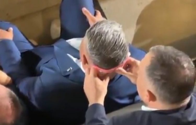 VIDEO/ Sekretari i Federatës së Futbollit i fshin djersët presidentit