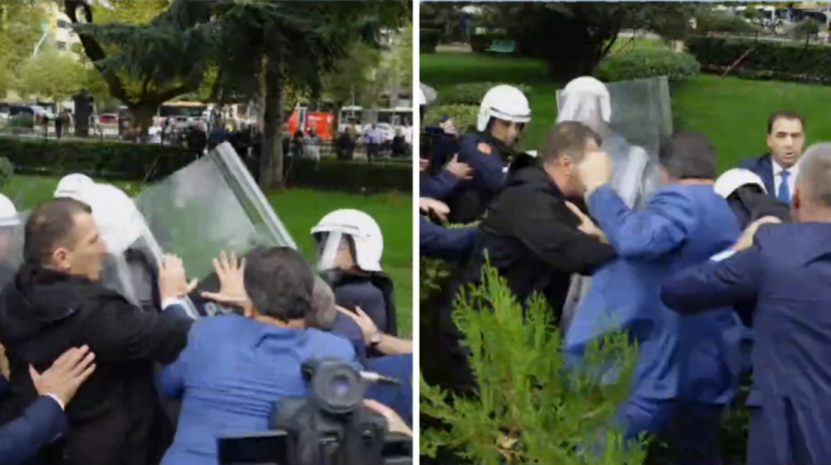 Flamur Noka përplaset fizikisht me efektivin e policisë, sherr me grushte (Video)