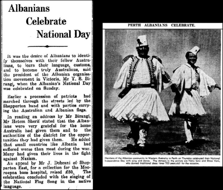 Kur komuniteti shqiptar festonte Ditën e Pavarësisë (Flamurit) në Australinë e largët më 1945 dhe 1946