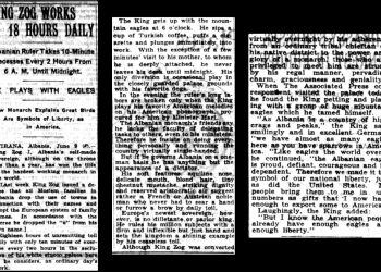 1929/ “18 orë punë në ditë, 10 minuta ushtrime çdo dy orë, qentë, shqiponjat, Amerika, dekreti për mbiemrat…”- Takimi me mbretin Zog I në pallatin e tij