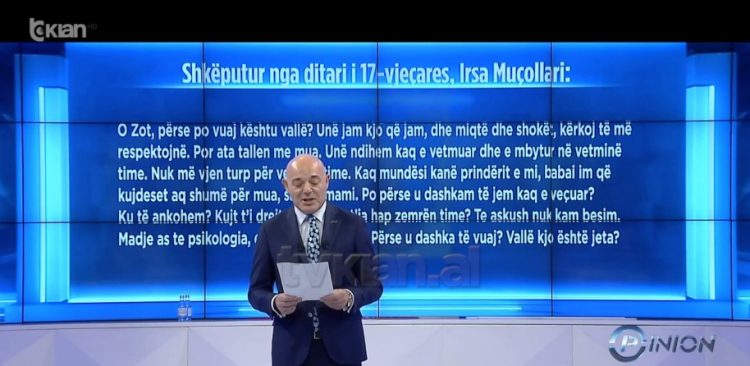 Blendi Fevziu lexon i prekur pjesë nga ditari i 16-vjeçares që i dha fund jetës në Gjirokastër