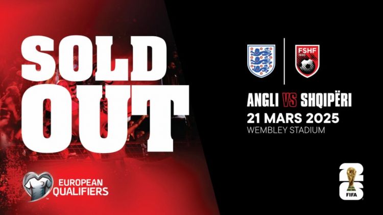 Shiten biletat për Angli-Shqipëri, stadiumi “Wembley” me 87 mijë tifozë më 21 Mars
