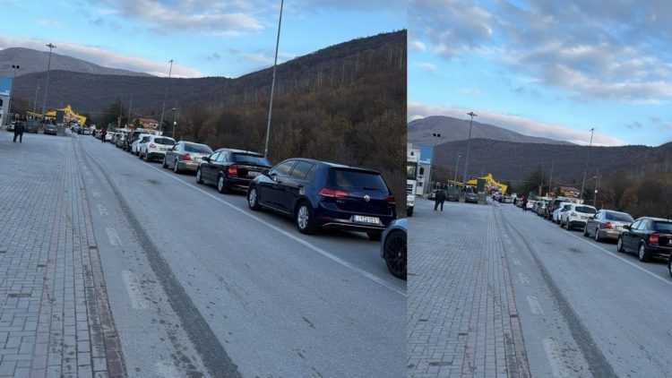 Radhë e gjatë automjetesh në pikën kufitare të Kapshticës