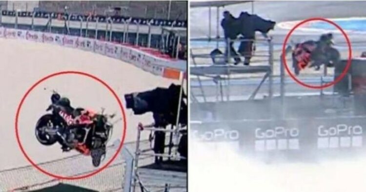 VIDEO/ Incident i frikshëm në MotoGP, kameramani i shpëton mrekullisht përplasjes