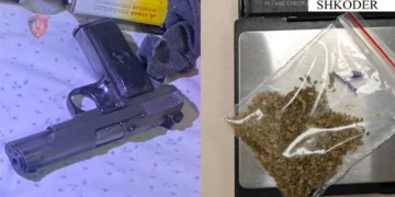 Pistoletë, municion luftarak dhe drogë në Shkodër, arrestohet 40-vjeçari