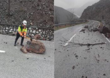 Moti i keq në Kukës/ Rënie gurësh dhe inertesh në disa rrugë në të gjithë qarkun