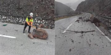 Moti i keq në Kukës/ Rënie gurësh dhe inertesh në disa rrugë në të gjithë qarkun