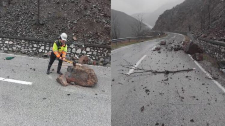 Moti i keq në Kukës/ Rënie gurësh dhe inertesh në disa rrugë në të gjithë qarkun