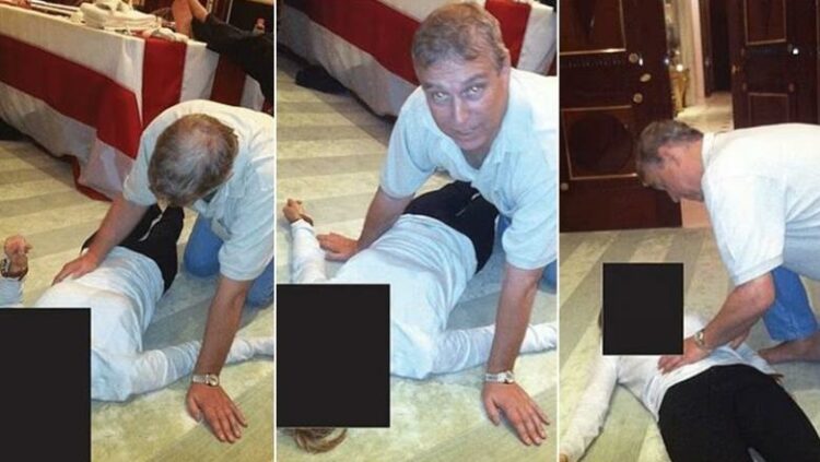 Dosja “Epstein”/ Princit Andrew, shfaqet sipër një gruaje të shtrirë në dysheme