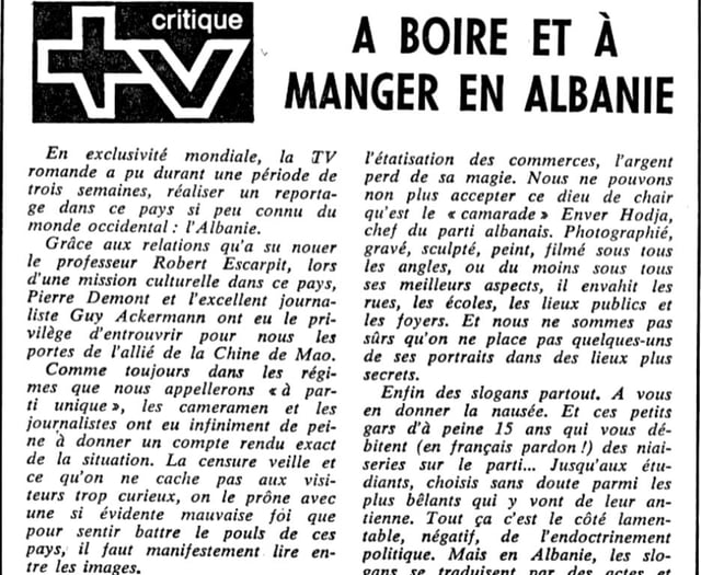 FAN (1971): "Të pish e të hash në Shqipëri" - Reportazhi i televizionit zviceran që zbuloi realitetin e Shqipërisë komuniste
