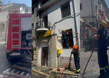 Zjarr në godinën e postës në Pazarin e Gjirokastrës