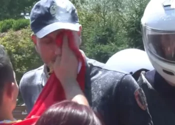 Protestuesi i pastroi fytyrën policit, Balla: Si mund të përdoret flamuri si peshqir